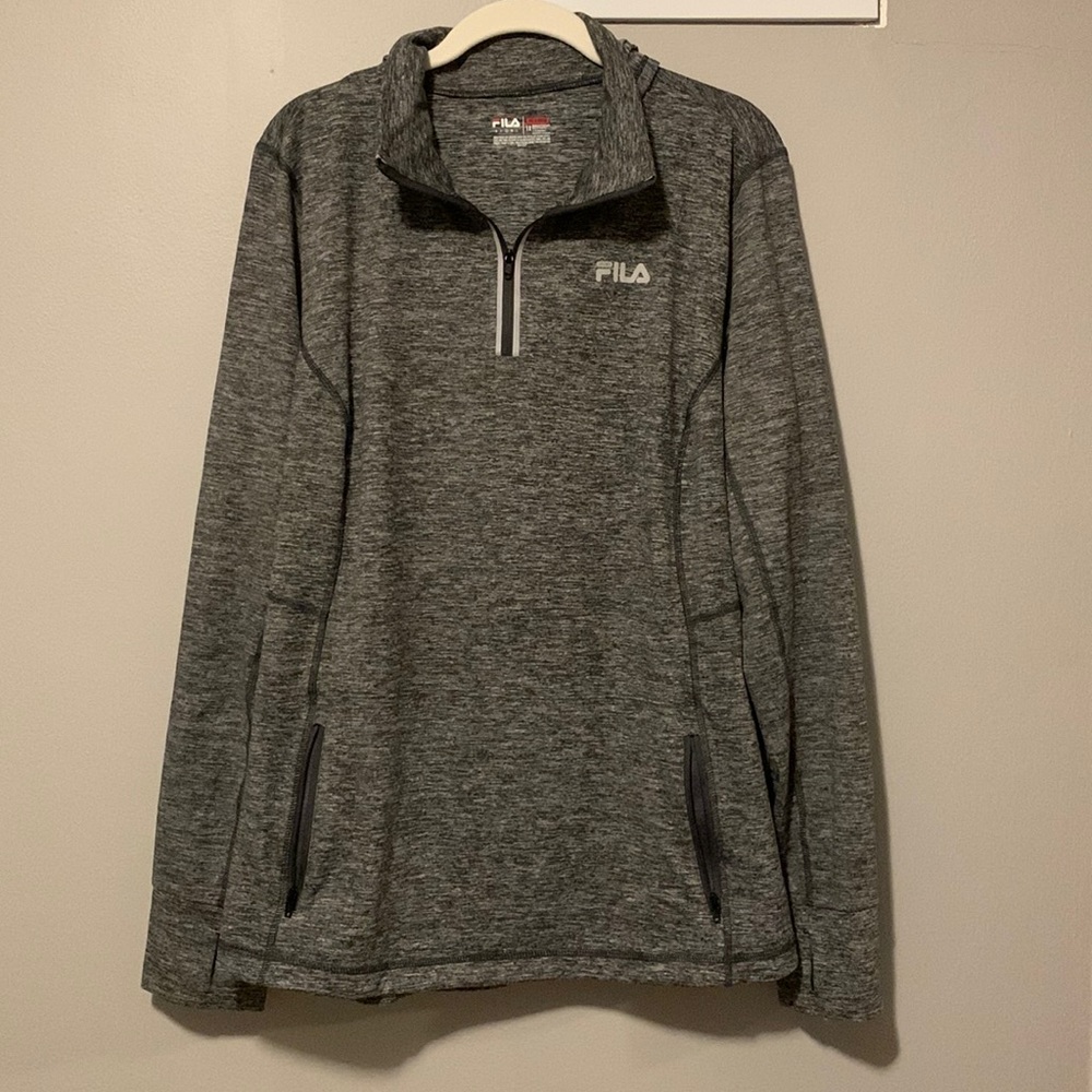 FILA Hooded Quarter Zip Shirt with Thumbholes.